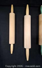 MaxSold Auction: Set of 5 Wooden Rolling Pins, Mixed Sizes & Designs - Frederick (Maryland, USA) PARTNER MANAGED Downsizing Online Auction - English Muffin Way