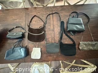 MaxSold Auction: Lot of 8 Handbags, Clutches & Shoulder/Crossbody Bags – Mixed Brands suede, leather etc  - Toronto (Ontario, Canada) SELLER MANAGED Downsizing Online Auction - The Kingsway