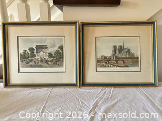 MaxSold Auction: Pair of Framed Paris Lithograph Prints - Arc de Triomphe & Notre Dame - Toronto (Ontario, Canada) SELLER MANAGED Downsizing Online Auction - The Kingsway