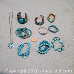MaxSold Auction: Turquoise jewelry lot brackets and necklace (10) - Waterford (New Jersey, USA) SELLER MANAGED Estate Sale Online Auction - Chew Road
