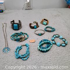MaxSold Auction: Turquoise jewelry lot brackets and necklace (10) - Waterford (New Jersey, USA) SELLER MANAGED Estate Sale Online Auction - Chew Road