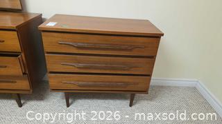 MaxSold Auction: Mid-Century Modern 3-Drawer Dresser, Teak Tone C - Deep River (Ontario, Canada) PARTNER MANAGED Downsizing Online Auction - Frontenac Crescent