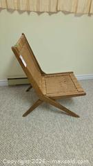 MaxSold Auction: Mid-Century Modern Lounge Chair with Wood Frame and Woven Seat A - Deep River (Ontario, Canada) PARTNER MANAGED Downsizing Online Auction - Frontenac Crescent