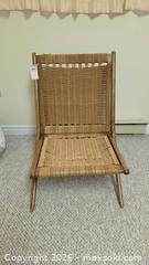 MaxSold Auction: Mid-Century Modern Lounge Chair with Wood Frame and Woven Seat A - Deep River (Ontario, Canada) PARTNER MANAGED Downsizing Online Auction - Frontenac Crescent