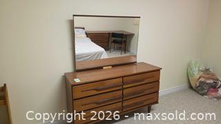 MaxSold Auction: Mid-Century Modern Wood Veneer Dresser with Mirror C - Deep River (Ontario, Canada) PARTNER MANAGED Downsizing Online Auction - Frontenac Crescent
