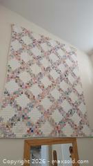 MaxSold Auction: Vintage Patchwork Nine-Patch Lattice Quilt, approx. 4' x 8' B - Deep River (Ontario, Canada) PARTNER MANAGED Downsizing Online Auction - Frontenac Crescent
