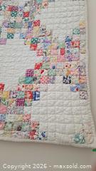 MaxSold Auction: Vintage Patchwork Nine-Patch Lattice Quilt, approx. 4' x 8' B - Deep River (Ontario, Canada) PARTNER MANAGED Downsizing Online Auction - Frontenac Crescent