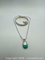 MaxSold Auction: Silver Jewelry lot, 1 Zodiac Bracelet Taxco Mexico, 1 Turquoise Pendant Necklace, 1 Ring - Coquitlam (British Columbia, Canada) SELLER MANAGED Downsizing Online Auction - Delestre Avenue