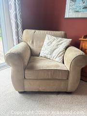 MaxSold Auction: Cream Faux Suede Arm Chair   C - London (Ontario, Canada) PARTNER MANAGED Estate Sale Online Auction - Brixham Crescent