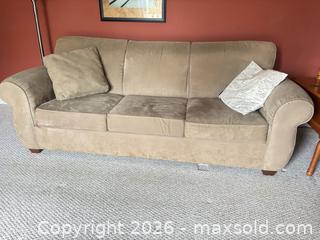 MaxSold Auction: Cream Faux Suede Couch  - London (Ontario, Canada) PARTNER MANAGED Estate Sale Online Auction - Brixham Crescent