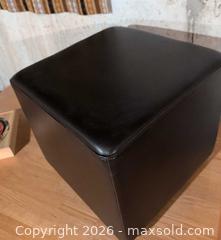 MaxSold Auction: Faux Leather Ottoman and Decorative Wooden Box B - London (Ontario, Canada) PARTNER MANAGED Estate Sale Online Auction - Brixham Crescent