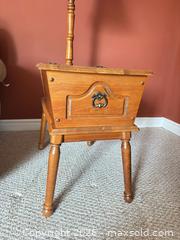 MaxSold Auction: Vintage Dough Box End Table with Lamp - London (Ontario, Canada) PARTNER MANAGED Estate Sale Online Auction - Brixham Crescent