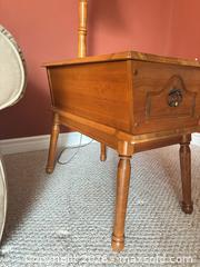MaxSold Auction: Vintage Dough Box End Table with Lamp - London (Ontario, Canada) PARTNER MANAGED Estate Sale Online Auction - Brixham Crescent