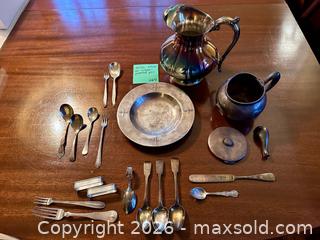 MaxSold Auction: Mixed-Metal Silverplated Flatware & Serveware Set with Commemorative Plate - Augusta (Georgia, USA) PARTNER MANAGED Estate Sale Online Auction - Monte Sano Avenue