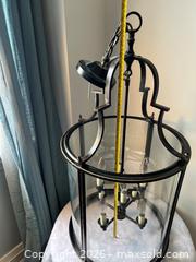 MaxSold Auction: Large 8-Light Foyer Chandelier – Black Metal & Glass Cylinder (Approx. 30”) - Toronto (Ontario, Canada) SELLER MANAGED Estate Sale Online Auction - Danforth Avenue
