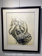 MaxSold Auction: Original Pencil Drawing, signed – Surreal Figure with Camera Motif – Large Framed Artwork - Toronto (Ontario, Canada) SELLER MANAGED Estate Sale Online Auction - Danforth Avenue