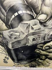 MaxSold Auction: Original Pencil Drawing, signed – Surreal Figure with Camera Motif – Large Framed Artwork - Toronto (Ontario, Canada) SELLER MANAGED Estate Sale Online Auction - Danforth Avenue