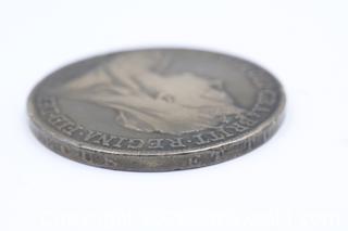 MaxSold Auction: 1899 Great Britain Crown (5 Shillings) Sterling Silver Coin - Vaughan (Ontario, Canada) PARTNER MANAGED Reseller Online Auction - Steeles Avenue West Suite