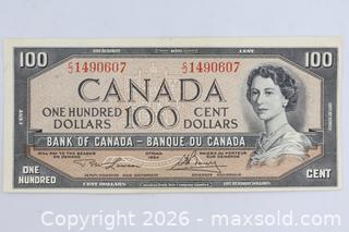 MaxSold Auction: 1954 Bank of Canada $100 Banknote - Vaughan (Ontario, Canada) PARTNER MANAGED Reseller Online Auction - Steeles Avenue West Suite