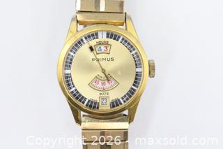 MaxSold Auction: Primus Swiss Made Gold-Tone Wristwatch - Vaughan (Ontario, Canada) PARTNER MANAGED Reseller Online Auction - Steeles Avenue West Suite