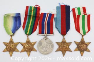 MaxSold Auction: World War II UK Military Medals – 5 Pieces - Vaughan (Ontario, Canada) PARTNER MANAGED Reseller Online Auction - Steeles Avenue West Suite