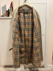 MaxSold Auction: Burberry's Women's Long Beige Trench Coat with Checked Lining 16L - Pleasant Hill (California, USA) PARTNER MANAGED Blackhawk Estate Sale Online Auction - Contra Costa Boulevard
