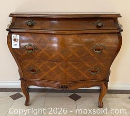 MaxSold Auction: Emerson et Cie French Provincial 3-Drawer Bombe Chest - Pleasant Hill (California, USA) PARTNER MANAGED Blackhawk Estate Sale Online Auction - Contra Costa Boulevard