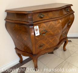 MaxSold Auction: Emerson et Cie French Provincial 3-Drawer Bombe Chest - Pleasant Hill (California, USA) PARTNER MANAGED Blackhawk Estate Sale Online Auction - Contra Costa Boulevard