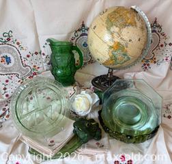 MaxSold Auction: Globemaster 12-inch Globe with Glassware & Linens Lot - Pleasant Hill (California, USA) PARTNER MANAGED Blackhawk Estate Sale Online Auction - Contra Costa Boulevard