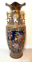 MaxSold Auction: Large Asian Painted Enamel Floor Vase with Floral Gilding - Pleasant Hill (California, USA) PARTNER MANAGED Blackhawk Estate Sale Online Auction - Contra Costa Boulevard