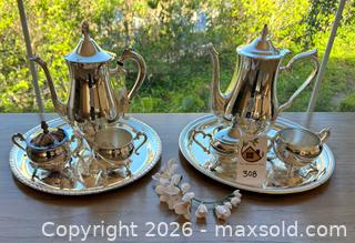 MaxSold Auction: Leonard Silver Mfg. Co. Silver-Plated Tea & Coffee Sets on Trays - Pleasant Hill (California, USA) PARTNER MANAGED Blackhawk Estate Sale Online Auction - Contra Costa Boulevard