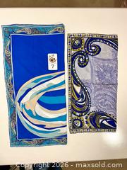 MaxSold Auction: Lot of 2 Silk Emilio Pucci Scarves — Paisley & Abstract - Pleasant Hill (California, USA) PARTNER MANAGED Blackhawk Estate Sale Online Auction - Contra Costa Boulevard