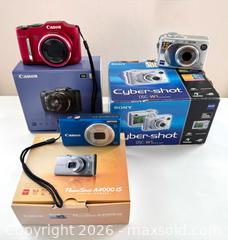 MaxSold Auction: Lot of Canon & Sony Compact Point-and-Shoot Cameras - Pleasant Hill (California, USA) PARTNER MANAGED Blackhawk Estate Sale Online Auction - Contra Costa Boulevard