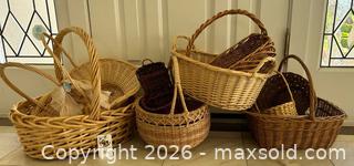 MaxSold Auction: Lot of Wicker & Rattan Baskets, Assorted Sizes, Natural/Dark Brown - Pleasant Hill (California, USA) PARTNER MANAGED Blackhawk Estate Sale Online Auction - Contra Costa Boulevard