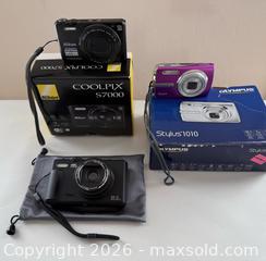 MaxSold Auction: Mixed Lot Digital Compact Cameras — Nikon, Olympus & Generic - Pleasant Hill (California, USA) PARTNER MANAGED Blackhawk Estate Sale Online Auction - Contra Costa Boulevard