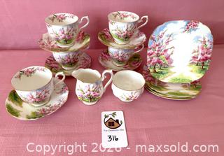 MaxSold Auction: Royal Albert Bone China Blossom Time Tea & Serving Set - Pleasant Hill (California, USA) PARTNER MANAGED Blackhawk Estate Sale Online Auction - Contra Costa Boulevard