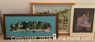 MaxSold Auction: Set of 3 Embroidered Panels - Village, Seascape & Children - Pleasant Hill (California, USA) PARTNER MANAGED Blackhawk Estate Sale Online Auction - Contra Costa Boulevard