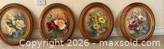 MaxSold Auction: Set of 4 Oval Framed Floral Prints, Signed 'G. Danset' - Pleasant Hill (California, USA) PARTNER MANAGED Blackhawk Estate Sale Online Auction - Contra Costa Boulevard