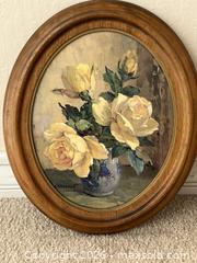 MaxSold Auction: Set of 4 Oval Framed Floral Prints, Signed 'G. Danset' - Pleasant Hill (California, USA) PARTNER MANAGED Blackhawk Estate Sale Online Auction - Contra Costa Boulevard