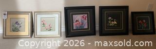 MaxSold Auction: Set of 5 Framed Silk Embroidery Floral Needlework - Pleasant Hill (California, USA) PARTNER MANAGED Blackhawk Estate Sale Online Auction - Contra Costa Boulevard
