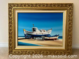 MaxSold Auction: Signed Deniz Giclée Print on Canvas in Ornate Gold Frame - Pleasant Hill (California, USA) PARTNER MANAGED Blackhawk Estate Sale Online Auction - Contra Costa Boulevard