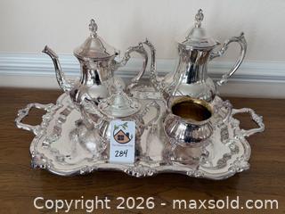 MaxSold Auction: TOWLE Silver-Plated Ornate Tea and Coffee Serving Set with Tray - Pleasant Hill (California, USA) PARTNER MANAGED Blackhawk Estate Sale Online Auction - Contra Costa Boulevard