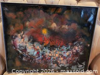 MaxSold Auction: Joyce Rose Enamel on Copper Abstract, 12 x 14.5 in, Metal Frame B - Toronto (Ontario, Canada) Estate Sale Online Auction - Sheppard Avenue East (CONDO)