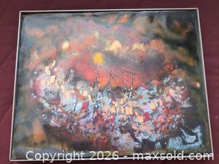 MaxSold Auction: Joyce Rose Enamel on Copper Abstract, 12 x 14.5 in, Metal Frame B - Toronto (Ontario, Canada) Estate Sale Online Auction - Sheppard Avenue East (CONDO)