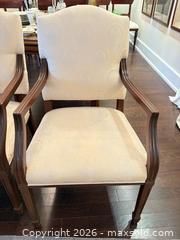 MaxSold Auction: Pair of Cream Fabric Captain's Armchairs with Dark Wood Frames B - Toronto (Ontario, Canada) Estate Sale Online Auction - Sheppard Avenue East (CONDO)