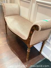 MaxSold Auction: Traditional Beige Woven Fabric Bench with Brown Wood Frame B - Toronto (Ontario, Canada) Estate Sale Online Auction - Sheppard Avenue East (CONDO)