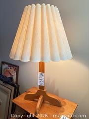 MaxSold Auction: Wood Table Lamp with Pleated Scalloped Fabric Shade, Oak Finish B - Toronto (Ontario, Canada) Estate Sale Online Auction - Sheppard Avenue East (CONDO)