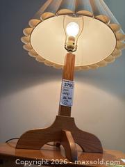 MaxSold Auction: Wood Table Lamp with Pleated Scalloped Fabric Shade, Oak Finish B - Toronto (Ontario, Canada) Estate Sale Online Auction - Sheppard Avenue East (CONDO)