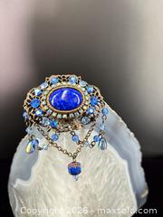 MaxSold Auction: Victorian Filigree Blue Cabochon Brooch Pin - Toronto (Ontario, Canada) SELLER MANAGED Downsizing Online Auction - Hannaford Street