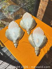MaxSold Auction: Vintage Art Deco Brass-Tone Wall Sconces with Frosted Glass Shades (3) - Toronto (Ontario, Canada) SELLER MANAGED Downsizing Online Auction - Hannaford Street